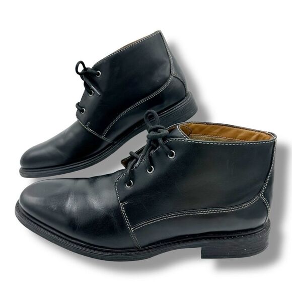BOSTONIAN Leather Brently Style Chukka Low Boot Shoe BLACK Mens Size 11.5 - Picture 2 of 16